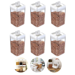 Kit 6 Potes Herméticos Quadrado Grande 2,3L para Mantimentos de Acrílico