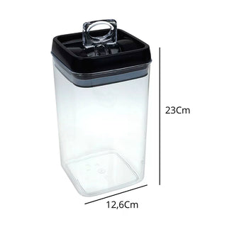 Kit 6 Potes Herméticos Quadrado Grande Preto - 2,3L