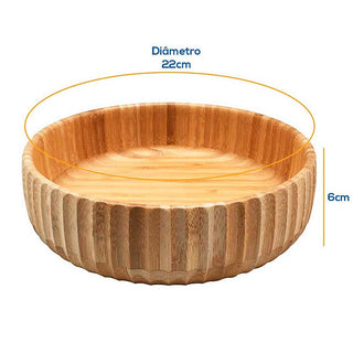 Kit 3 Taças de Bambu Canelado Pequeno Médio e Grande Redondo para Servir 