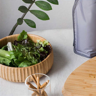 Tigela De Bambu Canelado Médio 19cm Servir Petiscos Porções Decoração Cozinha 