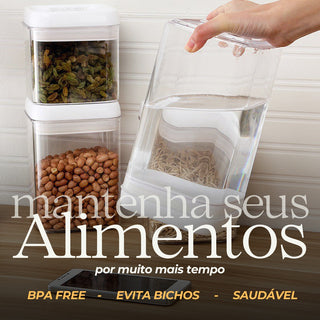 Kit 4 Potes Herméticos de Acrílico Quadrado Pequeno 1,1L