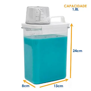 Pote Hermético com Copo Medidor e Trava Branco - Dispensador para Cozinha Lavandeira e Banheiros