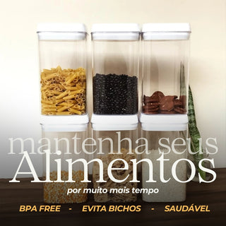 Kit 4 Potes Herméticos de Acrílico Quadrado Grande com Vedação 2,3L