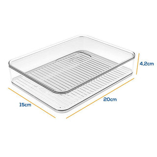 Porta Frios Organizador de Geladeira em Acrílico com Tampa para Queijo, Presunto Clear Fresh - OU