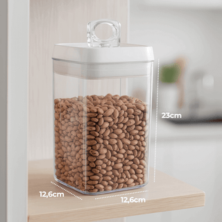 Kit 4 Potes Herméticos de Acrílico Quadrado Grande com Vedação 2,3L