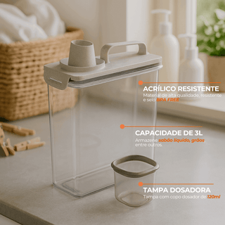 Dispenser para Sabão ou Alimentos 3L Com Copo Medidor