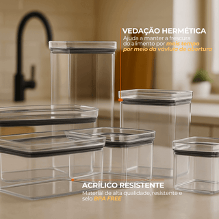 Pote Hermético com Vedação de Acrílico - Vários Tamanhos - Monte seu Kit