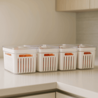 Kit 4 Potes Herméticos 3,8L com Cesto Interno