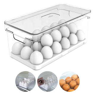 Organizador de Ovos para Geladeira de Acrílico 36 Ovos Com Tampa - Porta Ovos Retangular - OU