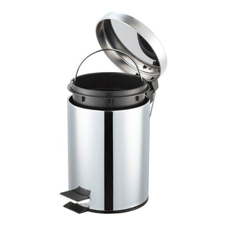 Lixeira Redonda Aço Inox com Pedal e Cesto Removível - Cromado
