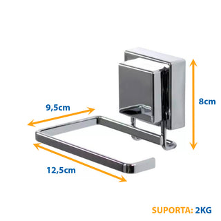 Suporte para Papel Higienico com Ventosa para Banheiro - Cromado
