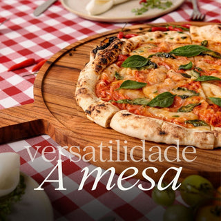 Tábua para Pizza de Madeira Teca com Tampa de Vidro - Monte Novo
