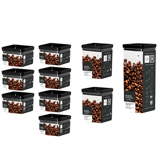 Kit 10 Potes Herméticos Tampa Preta Quadrado com Anel de Vedação