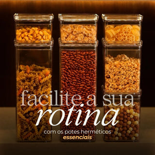 Kit 16 Potes Acrílico Empilháveis ​​com Tampa Hermética e Silicone