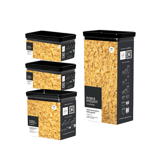 Kit 4 Potes Herméticos Retangulares Tampa Preta Empilháveis, BPA Free e Vedação Total