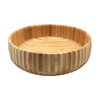 Tigela De Bambu Canelado Grande Redondo 22cm Servir Petiscos Porções 