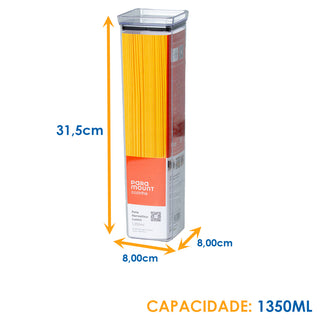 Pote Hermético para Espaguete com Tampa e Anel de Colocação em Acrílico 1.350ML