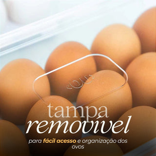 Organizador de Ovos para Geladeira de Acrílico 36 Ovos Com Tampa - Porta Ovos Retangular - OU