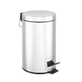 Lixeira Redonda Aço Inox com Pedal e Cesto Removível - Cromado