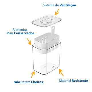 Organizador de Temperos para Geladeira Clear Fresh com Cesto 1,5L