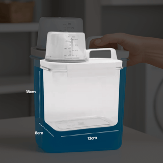 Pote Hermético com Copo Medidor e Trava Branco - Dispenser para Cozinha Lavandeira e Banheiros