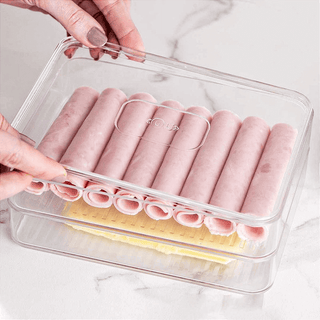 Porta Frios Duplo Organizador de Geladeira Acrílica com Tampa Clear Fresh - OU