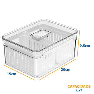 Organizador Clear Fresh 2,2L com Dois Cestos de Acrílico - OU