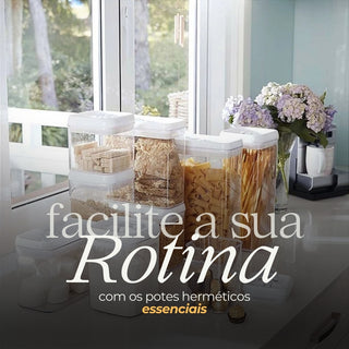 Kit 4 Potes Herméticos de Acrílico Quadrado Grande com Vedação 2,3L