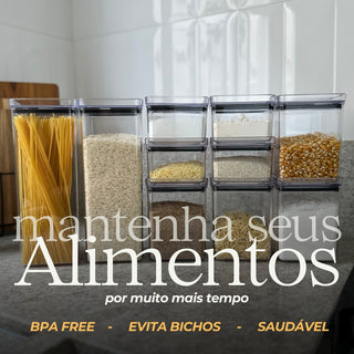 Kit 10 Potes Acrílico Empilháveis ​​com Tampa Hermética e Silicone