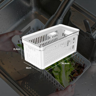 Organizador de Geladeira de Acrílico com Tampa e Cesto de Drenagem Clear Fresh 5L - OU 