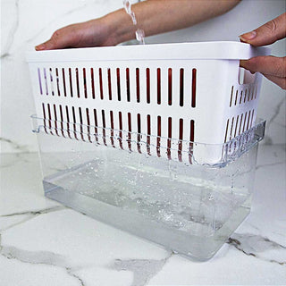 Kit 2 Organizadores de Geladeira Acrílico com Tampa e Cesto Drenagem Clear Fresh 5 Litros - OU 