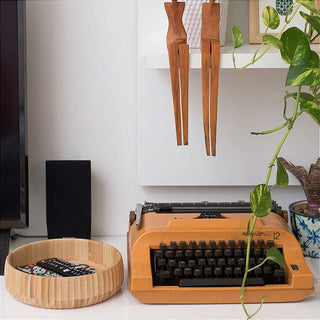 Tigela De Bambu Canelado Médio 19cm Servir Petiscos Porções Decoração Cozinha 