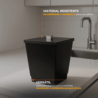 Lixeira para Banheiro, Cozinha - Preto 6,5L