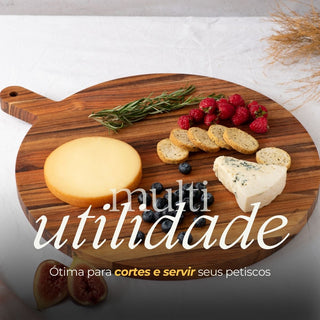 Tábua para Pizza de Madeira Teca com Tampa de Vidro - Monte Novo