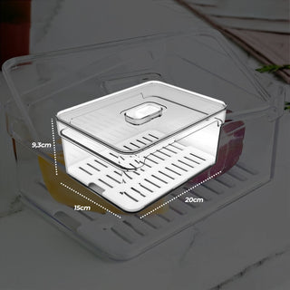 Kit 2 Organizadores de Geladeira Acrílico com Tampa e Bandeja Removível 2,2L - OU 