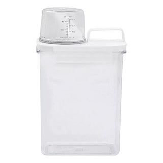 Pote Hermético com Copo Medidor e Trava Branco - Dispensador para Cozinha Lavandeira e Banheiros