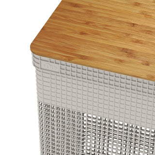 Cesto De Roupas Grid Com Tampa De Bambu 49 L