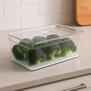 Organizador de Geladeira Acrílico 5L com Tampa e Bandeja – OU Clear Fresh | Ideal para Alimentos e Verduras
