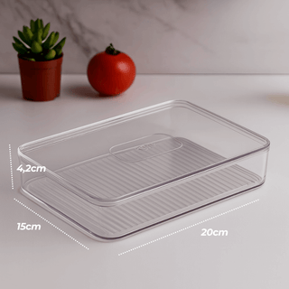 Porta Frios Organizador de Geladeira em Acrílico com Tampa para Queijo, Presunto Clear Fresh - OU