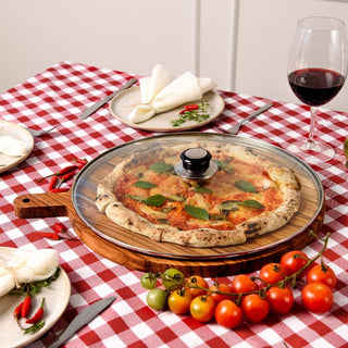 Tábua para Pizza de Madeira Teca com Tampa de Vidro - Monte Novo