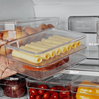 Porta Frios Duplo Organizador de Geladeira Acrílica com Tampa Clear Fresh - OU