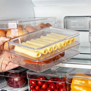 Porta Frios Duplo Organizador de Geladeira Acrílica com Tampa Clear Fresh - OU