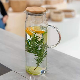 Jarra de Vidro com Tampa de Bambu Suqueira 1,5L - OU
