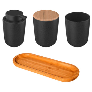 KIT 4 para banheiro Osaka Dispenser para sabonete Porta Escova - Preto, Branco e Cinza