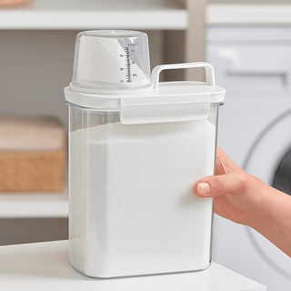 Pote Hermético com Copo Medidor e Trava Branco - Dispenser para Cozinha Lavandeira e Banheiros