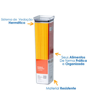 Pote Hermético para Espaguete com Tampa e Anel de Colocação em Acrílico 1.350ML