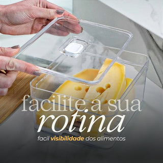 Kit 2 Organizadores de Geladeira Acrílico com Tampa e Bandeja Removível 2,2L - OU 