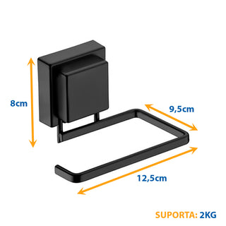 Suporte para Papel Higienico com Ventosa para Banheiro - Preto Fosco