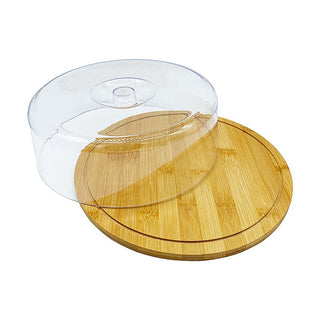 Boleira de Bambu com Tampa de Acrílico Transparente Minimalista Sustentável