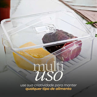 Kit 2 Organizadores de Geladeira Acrílico com Tampa e Bandeja Removível 2,2L - OU 